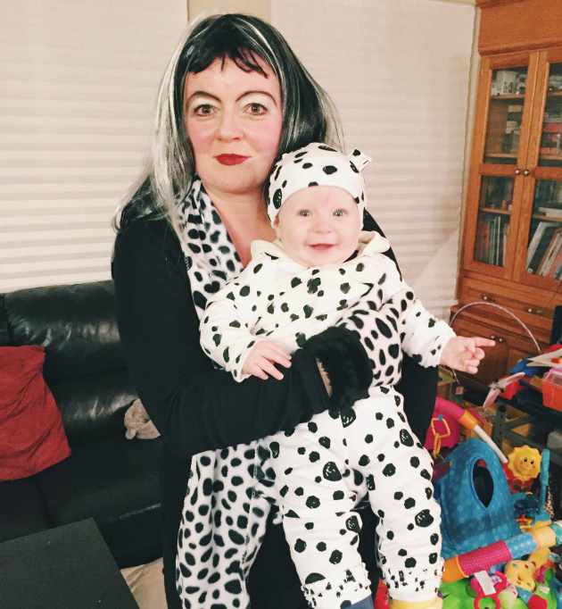 Cruella DeVille and 1 Dalmatian Mom and Baby Costume